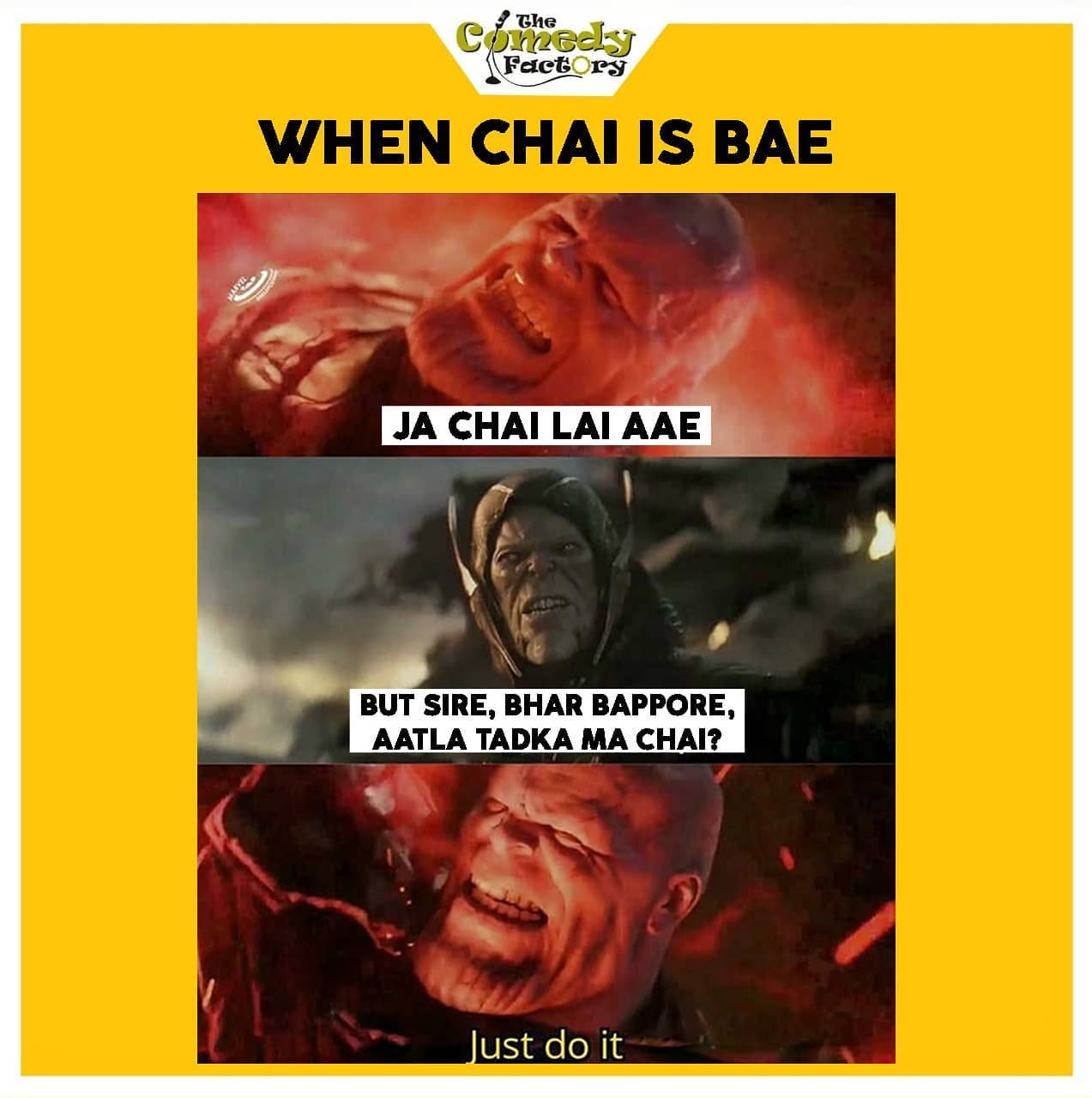 The Comedy Factory,  memes, memesdaily, thanos, avengersendgame, chai, coffee, gujju, gujaratimemes