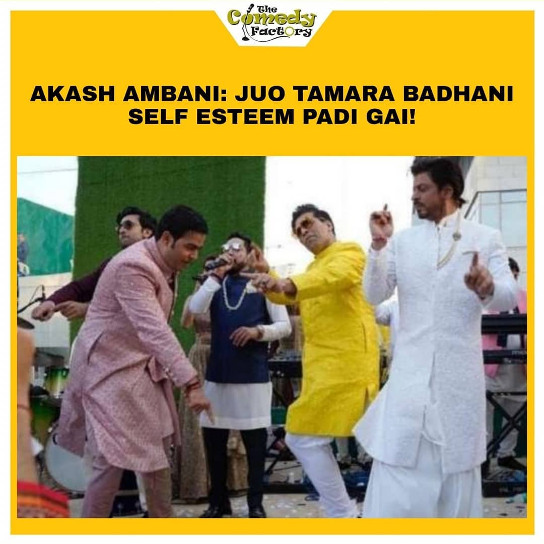 The Comedy Factory,  thecomedyfactory #thecomedyfactoryindia #TCFindia #tcfmemes #memesindia #memesofinstagram #memesdaily #dankmemes #dankmeme #dankmemesdaily #funnymemes #tagyourfriends #comment  #akashambani, akashambaniwedding, srk, karanjohar, ranbirkapoor, mikasingh, mukeshambani, nitaambani