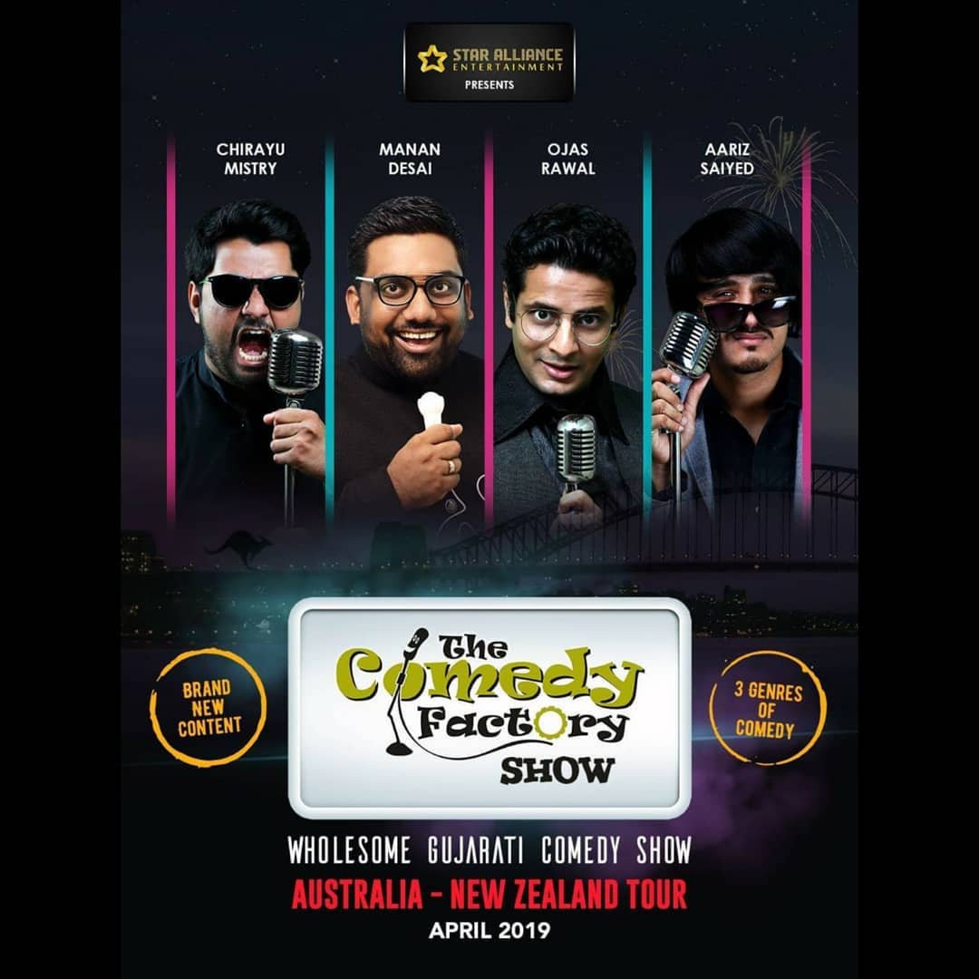 The Comedy Factory,  thecomedyfactory, thecomedyfactoryindia, tcfindia, tcfinaustralia, tcfinusa, USATour, AustraliaTour, NZTour, shows, allovertheworld, travel, comediansofinstagram, comedians, lifeofacomedian, internationaltour, internationalshows, manandesai, chirayumistry, ojasrawal, aarizsaiyed, gujaraticomedy, gujjucomedy