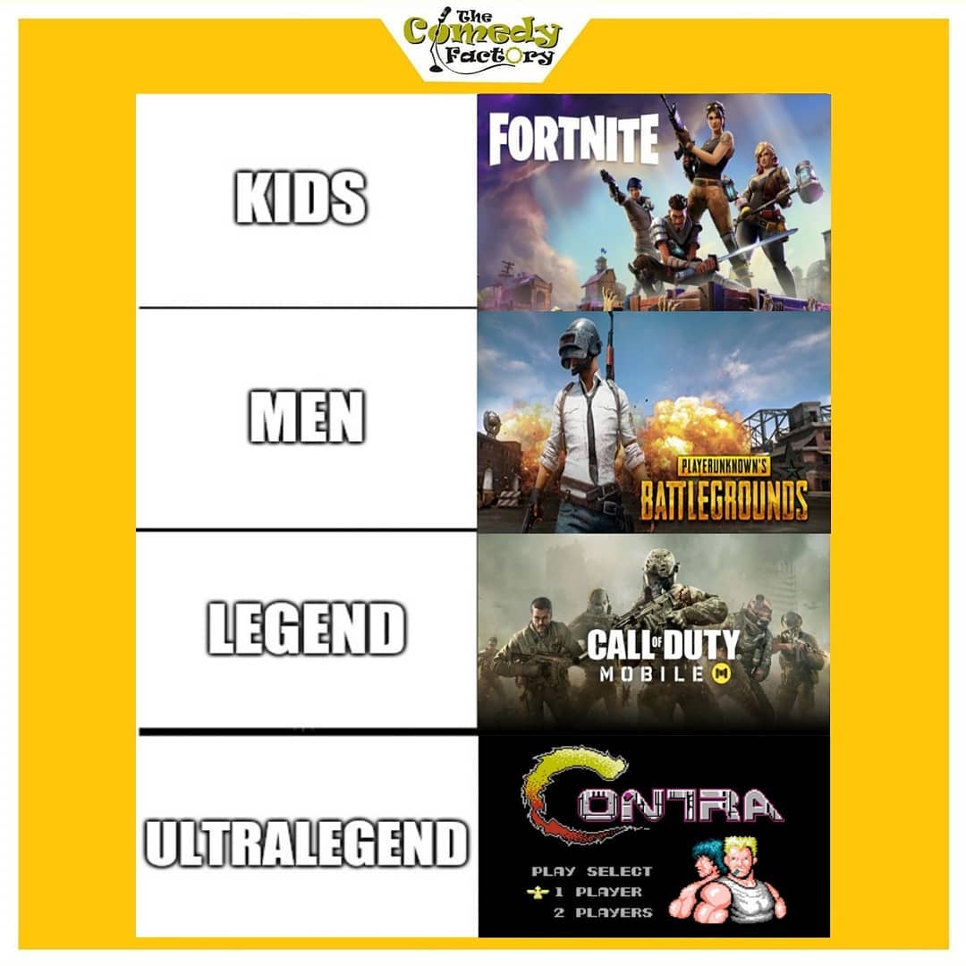 The Comedy Factory,  meme, pubgmobile, codmobile, callofduty, pubg, fortnite, contra, games, funnymemes, memesdaily, trending, mobilegames, memes